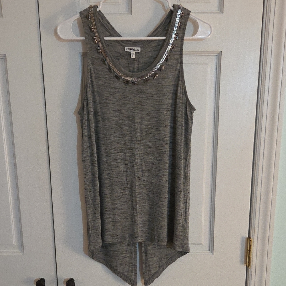 Express Charcoal Tank Top with Metallic Trim